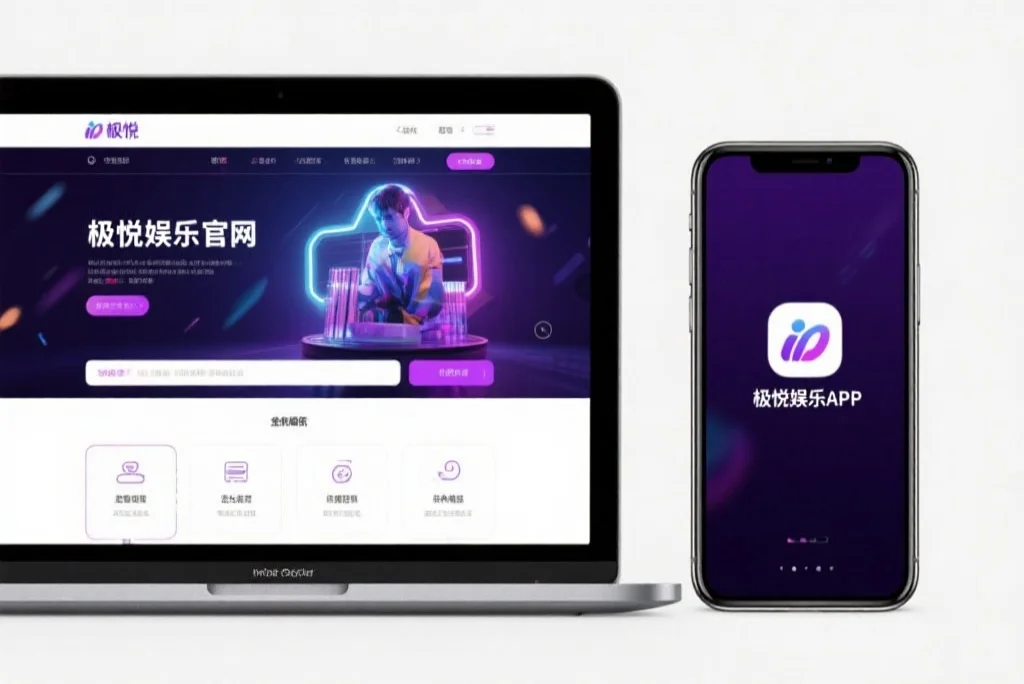 一台笔记本电脑屏幕上显示着V8哈希娱乐官网的界面，旁边是一部手机显示着V8哈希娱乐APP，两者并列对比